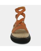 Sandales en Cuir Melvil cognac - Talon 4 cm